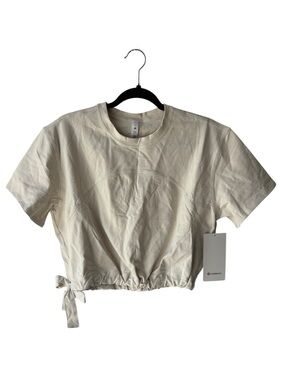lululemon athletica LA Side Cinch Cream Cropped Tie-Hem Crewneck Top